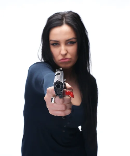Девушка с пистолетом — стоковое фото
