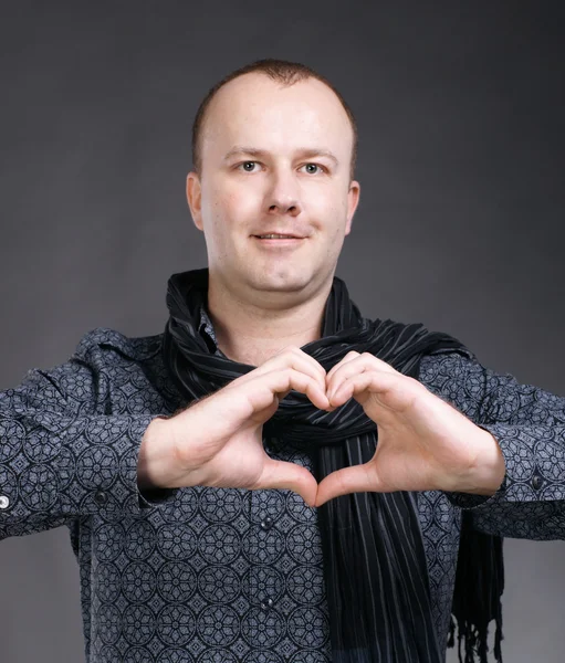 Man making heart sign — Stock Photo, Image