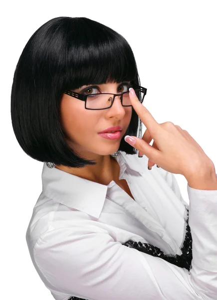 Beautiful young woman in glasses — Stock Photo, Image