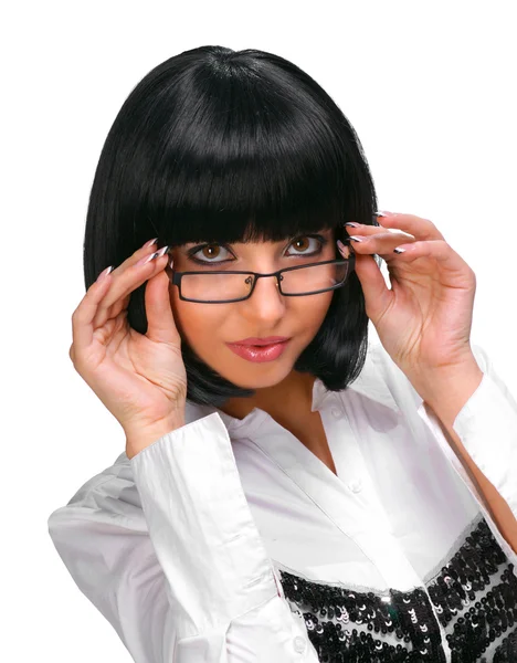 Gyönyörű fiatal nő, szemüveg — Stock Fotó