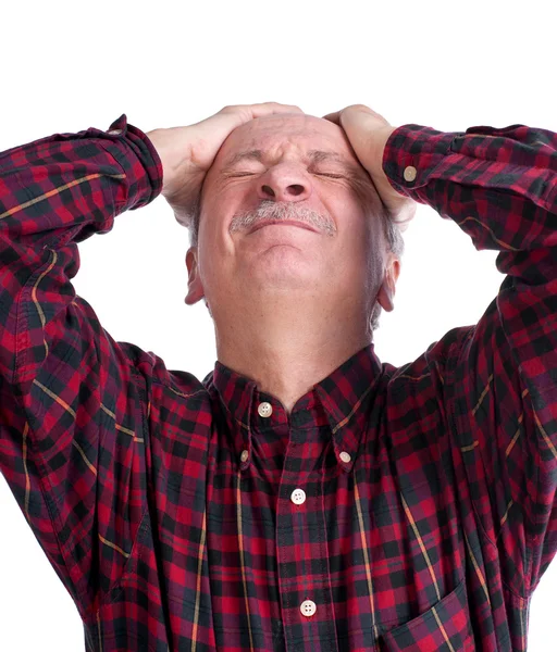 Senior man suffering from a headache — Stock Photo, Image