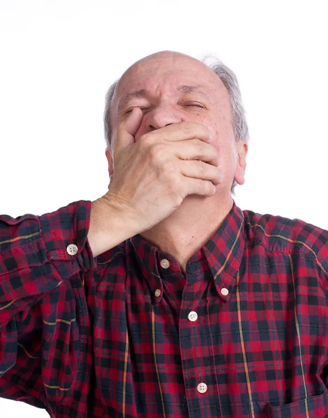 Старший мужчина страдает от зубной боли — стоковое фото
