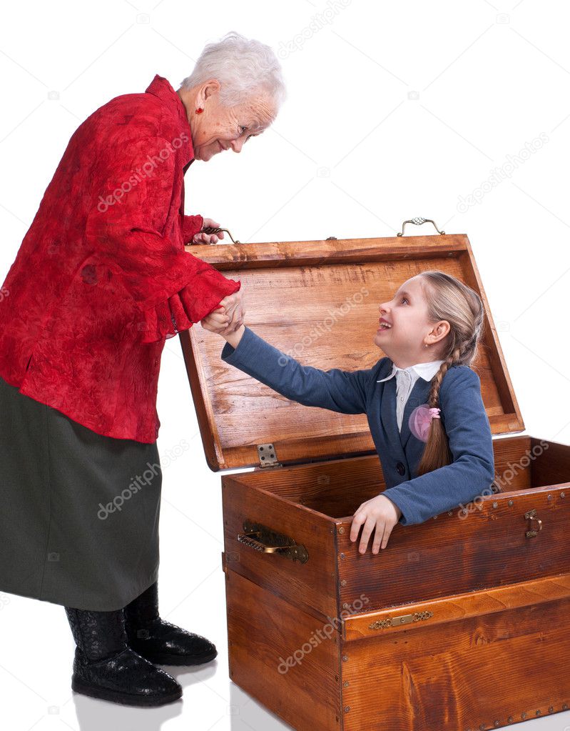 Grandmother finding her granddaughter in the chest