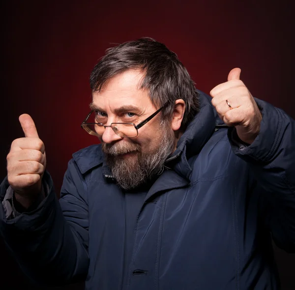 Happy man shows ok sigh — Stock Photo, Image