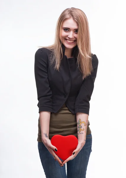 Young blond with a heart — Stock Photo, Image