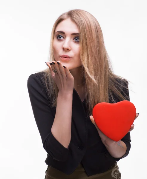 Young blond with a heart — Stock Photo, Image