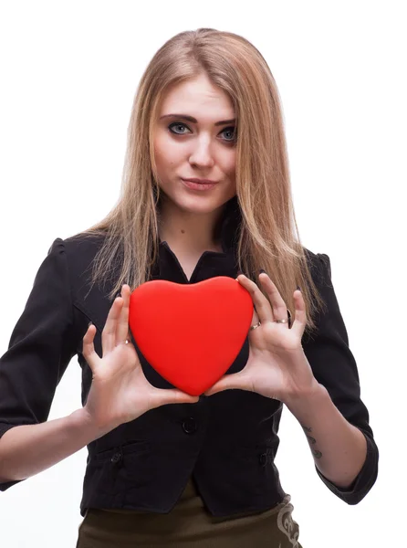 Young blond with a heart — Stock Photo, Image