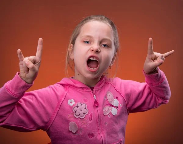 Funny girl rock out — Stock Photo, Image