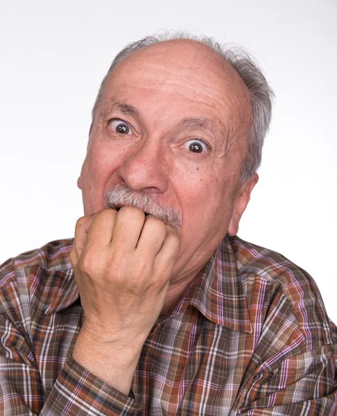 Portrait of a very surprised elderly men — Stock Photo, Image