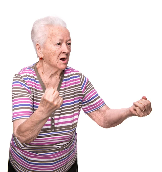 Vieja enojada haciendo puños —  Fotos de Stock