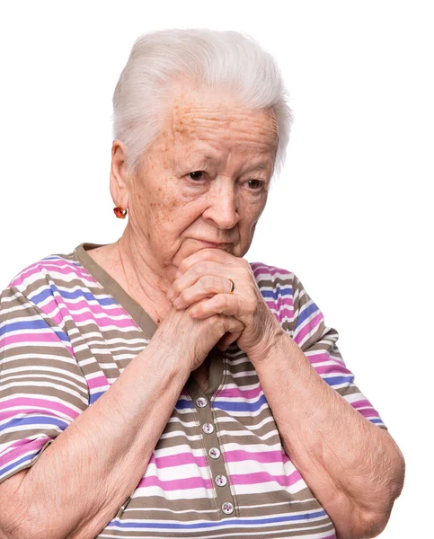 Old woman praying — Stock Photo, Image