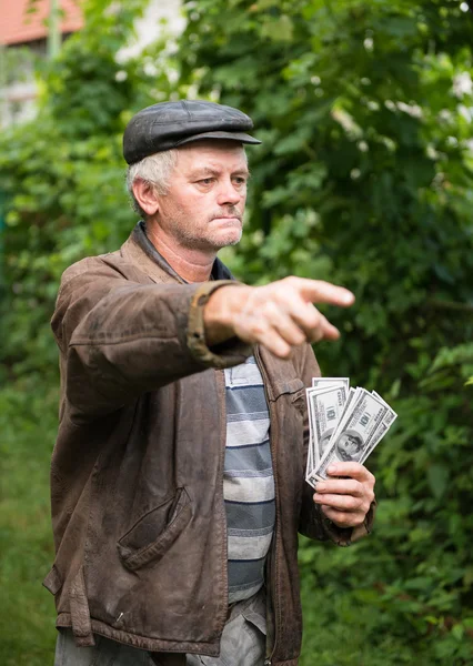 Der Bauer mit einem Rudel Geld — Stockfoto