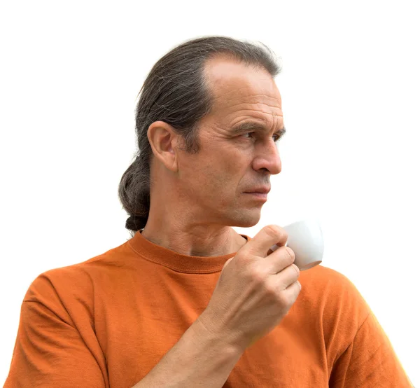 Knappe man met een kopje koffie — Stockfoto