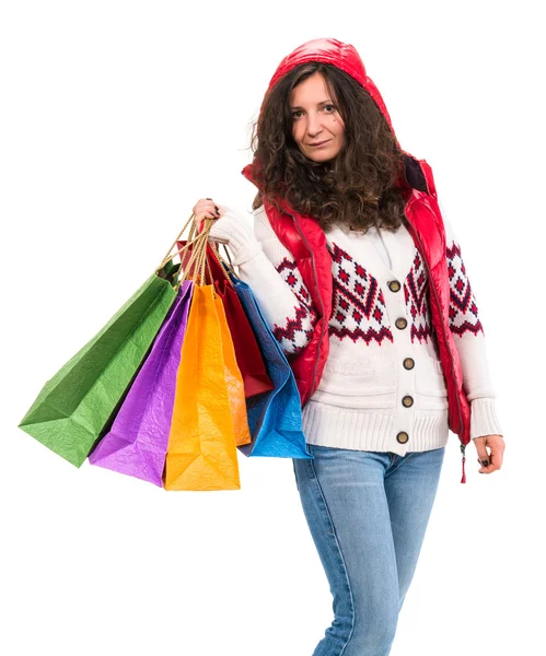 Femme avec sacs à provisions — Photo