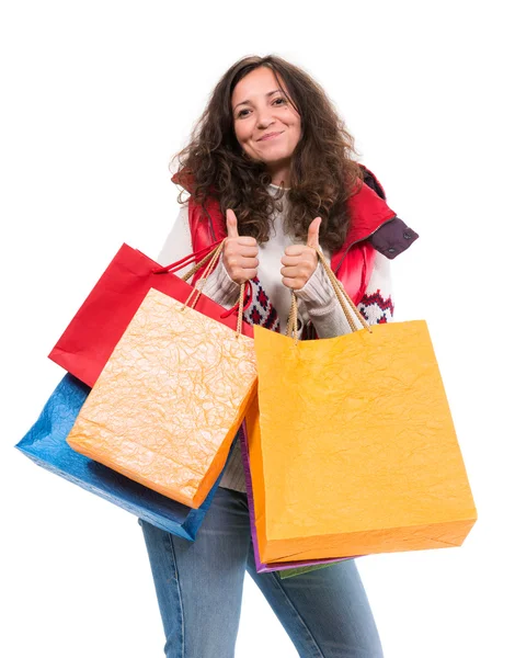 Donna con shopping bags — Foto Stock