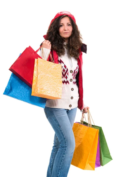 Frau mit Einkaufstüten — Stockfoto