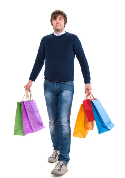 Hombre guapo con bolsas de compras —  Fotos de Stock