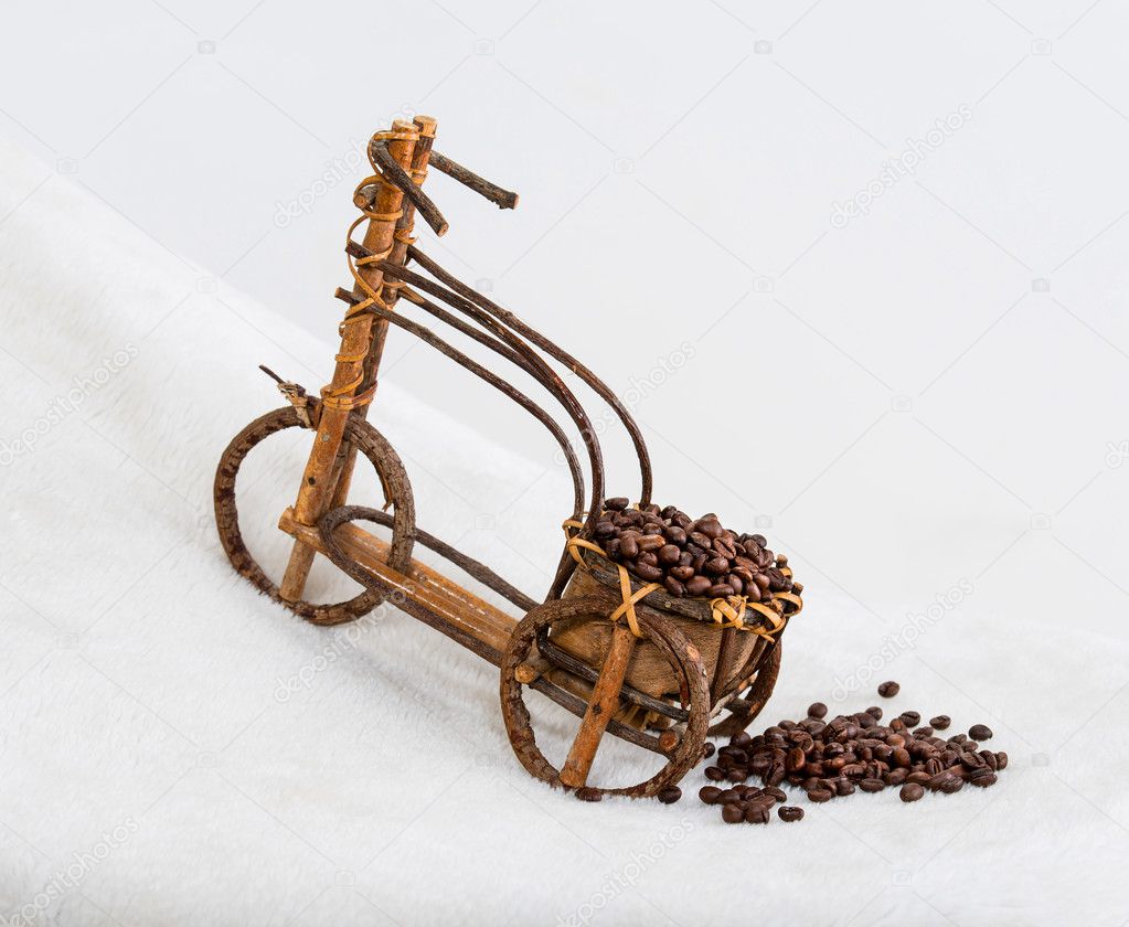 Decorative bicycle with coffee beans