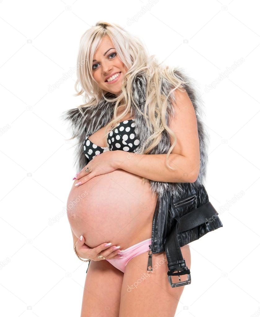 Blond pregnant woman