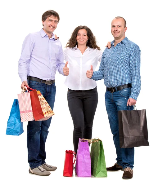 Bevásárló táskás emberek csoportja — Stock Fotó