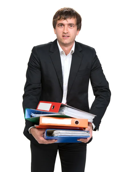 Businessman with folders — Stock Photo, Image