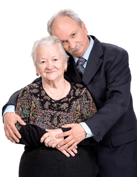 Elderly son with old mother — Stock Photo, Image