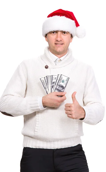 Handsome man in santa hat — Stock Photo, Image