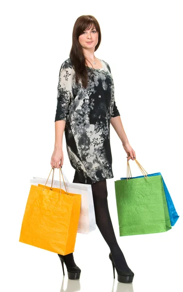 Pretty woman with shopping bags — Stock Photo, Image