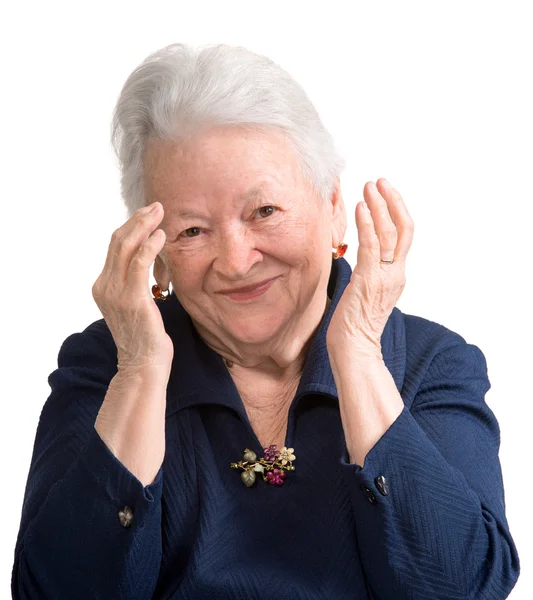 Retrato de mulher idosa sorridente — Fotografia de Stock