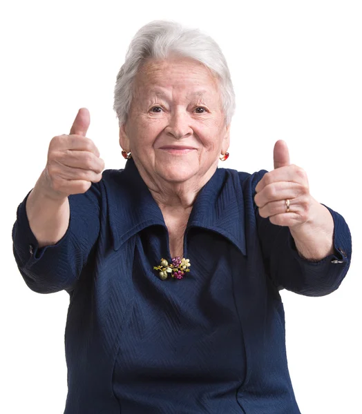 Old woman showing ok sign Stock Image