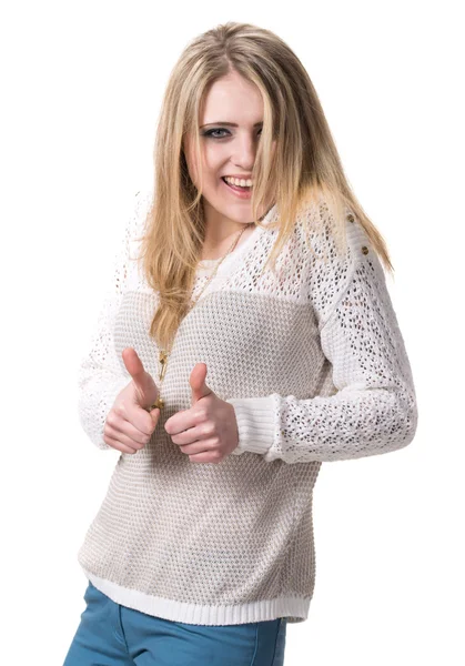 Teenage girl showing ok sign — Stock Photo, Image