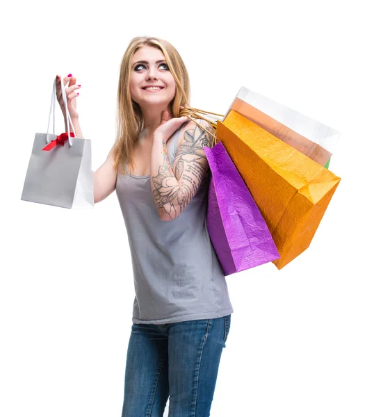 Chica feliz con bolsas de compras —  Fotos de Stock