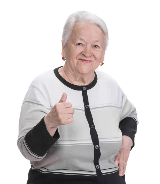 Old woman showing ok sign — Stock Photo, Image