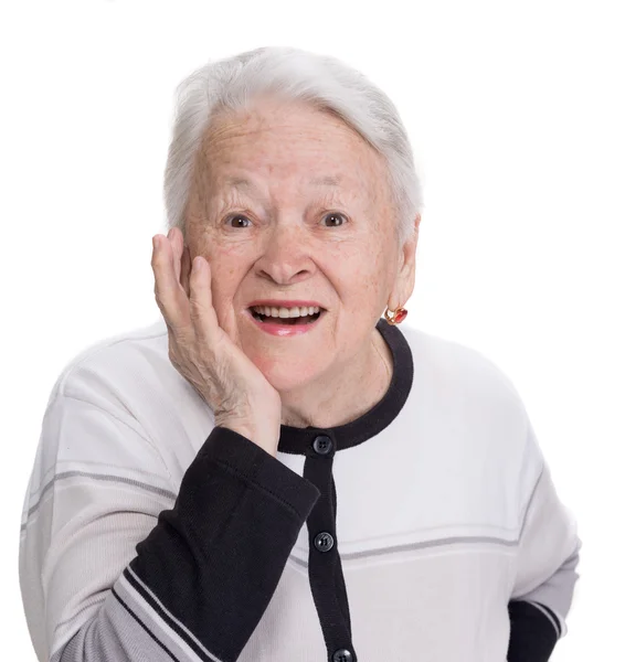 Retrato de una anciana sorprendida — Foto de Stock