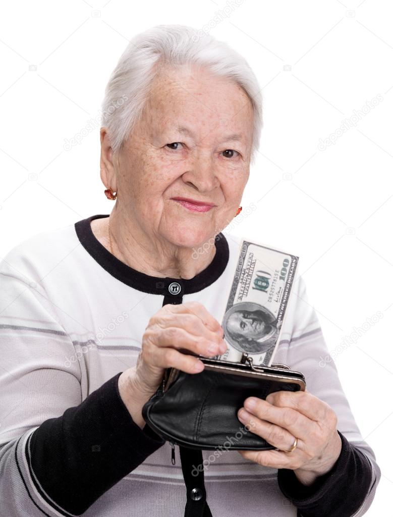The elderly woman holding a purse — Stock Photo © VBaleha ...