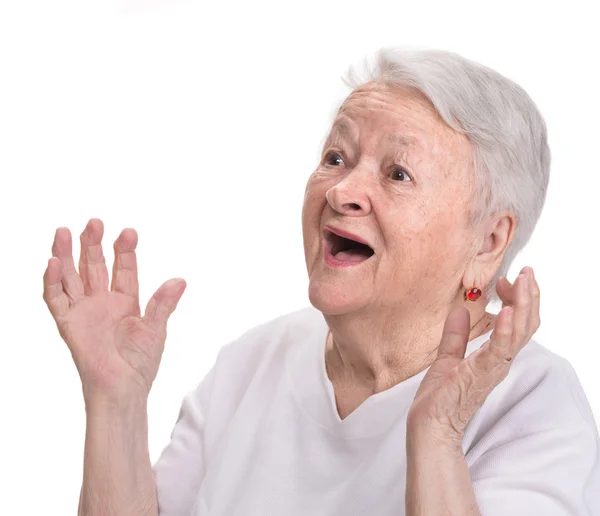 Portrait of surprised old woman — Stock Photo, Image