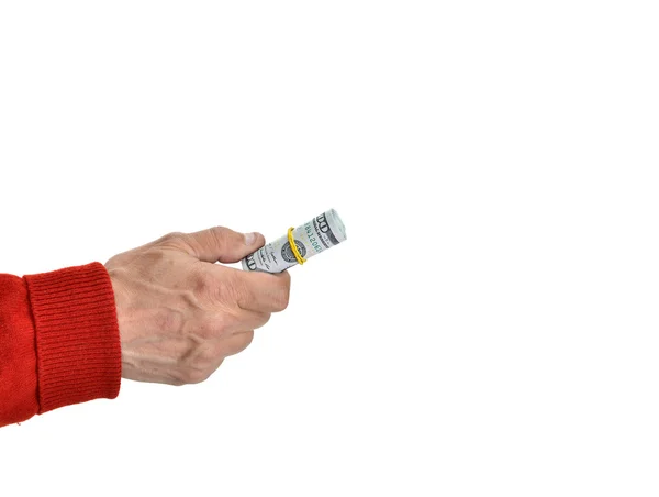Hombre 'n manos con billetes de dólar —  Fotos de Stock