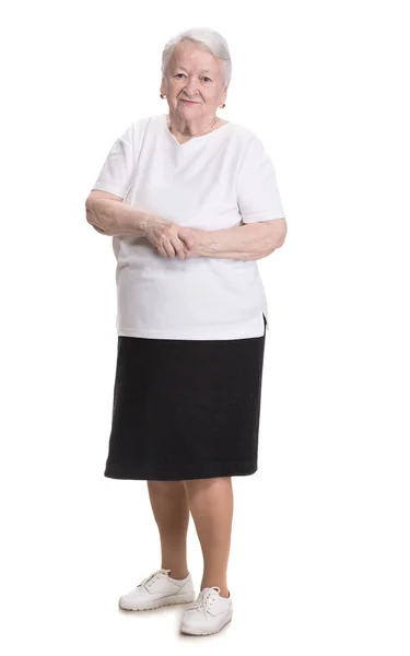 Old woman with a cane — Stock Photo, Image