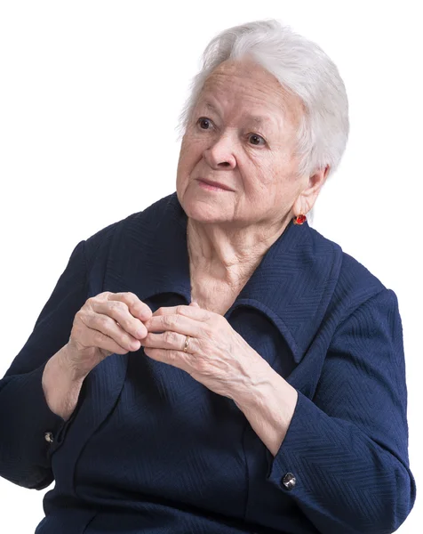 Old woman with painful fingers — Stock Photo, Image
