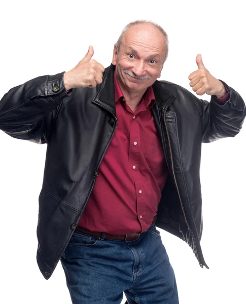 Happy elderly man showing ok sign — Stock Photo, Image