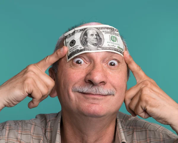 Man with one dollar bill — Stock Photo, Image
