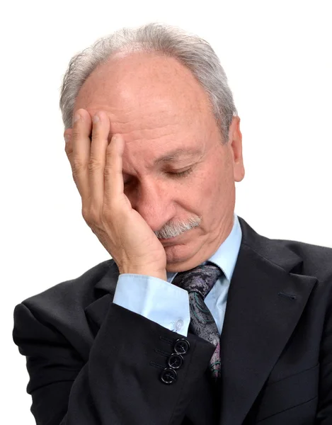 Senior obchodník s bolestmi hlavy — Stock fotografie