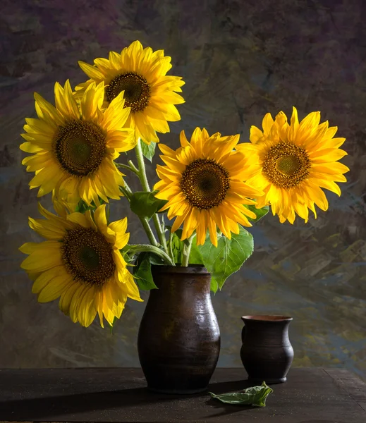 Szép napraforgó vázában — Stock Fotó