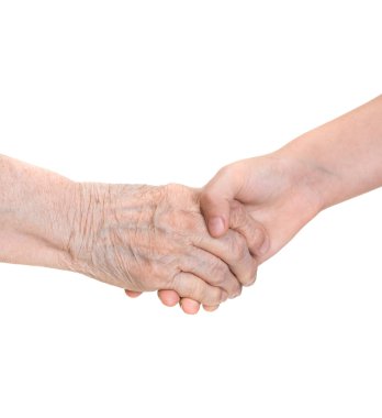 yaşlı kadın ve genç kız elele