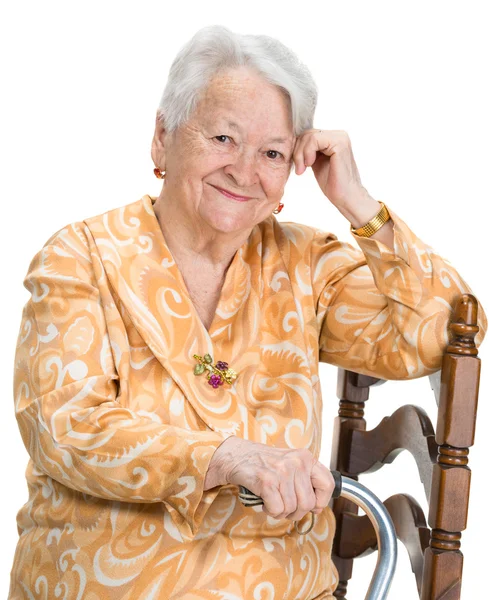 Портрет старой улыбающейся женщины — стоковое фото