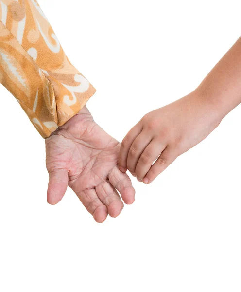 Old woman and young girl  holding hands — Stock Photo, Image