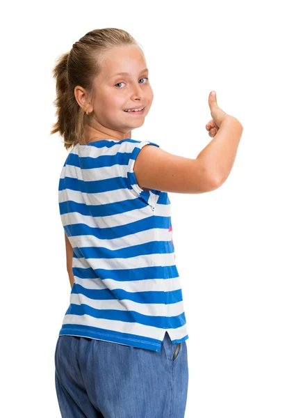 Smiling pretty girl showing OK sign — Stock Photo, Image