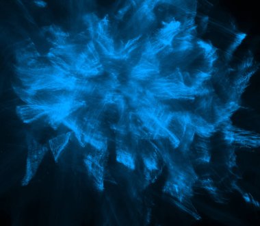 Siyah arkaplanda ışıkla çizilmiş soyut mavi çizgiler. Lazer hatları