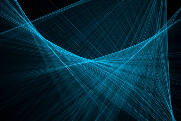 Abstrakcyjne Niebieskie Linie Narysowane Światłem Czarnym Tle Linie Laserowe — Zdjęcie stockowe