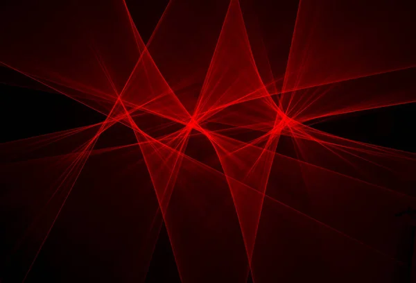 黒い背景に光によって描かれた抽象的な赤い線 レーザーライン — ストック写真